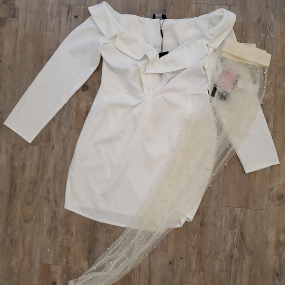 PLT White Knot Blazer Dress with Beaded Trousers - Picture 1 of 4